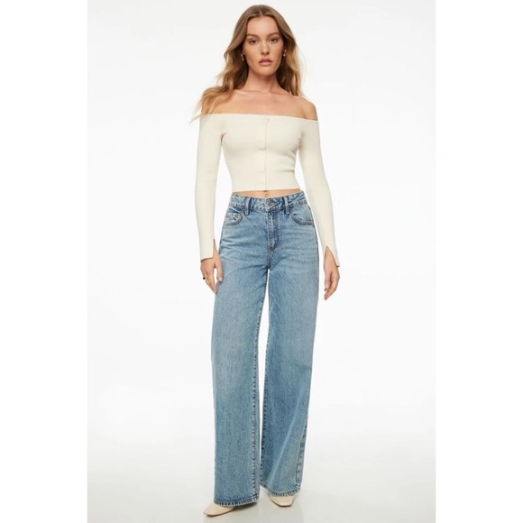 Dynamite Alice Off-Shoulder Cream Sweater Top - Picture 3 of 5